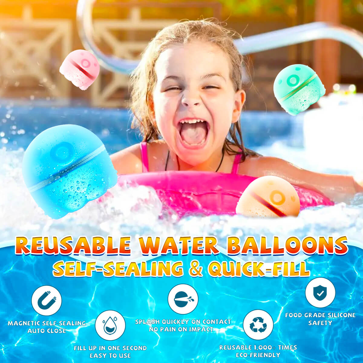 Reusable Water Balloons Magnetic-Octopus 8/12/16/32/48 pcs